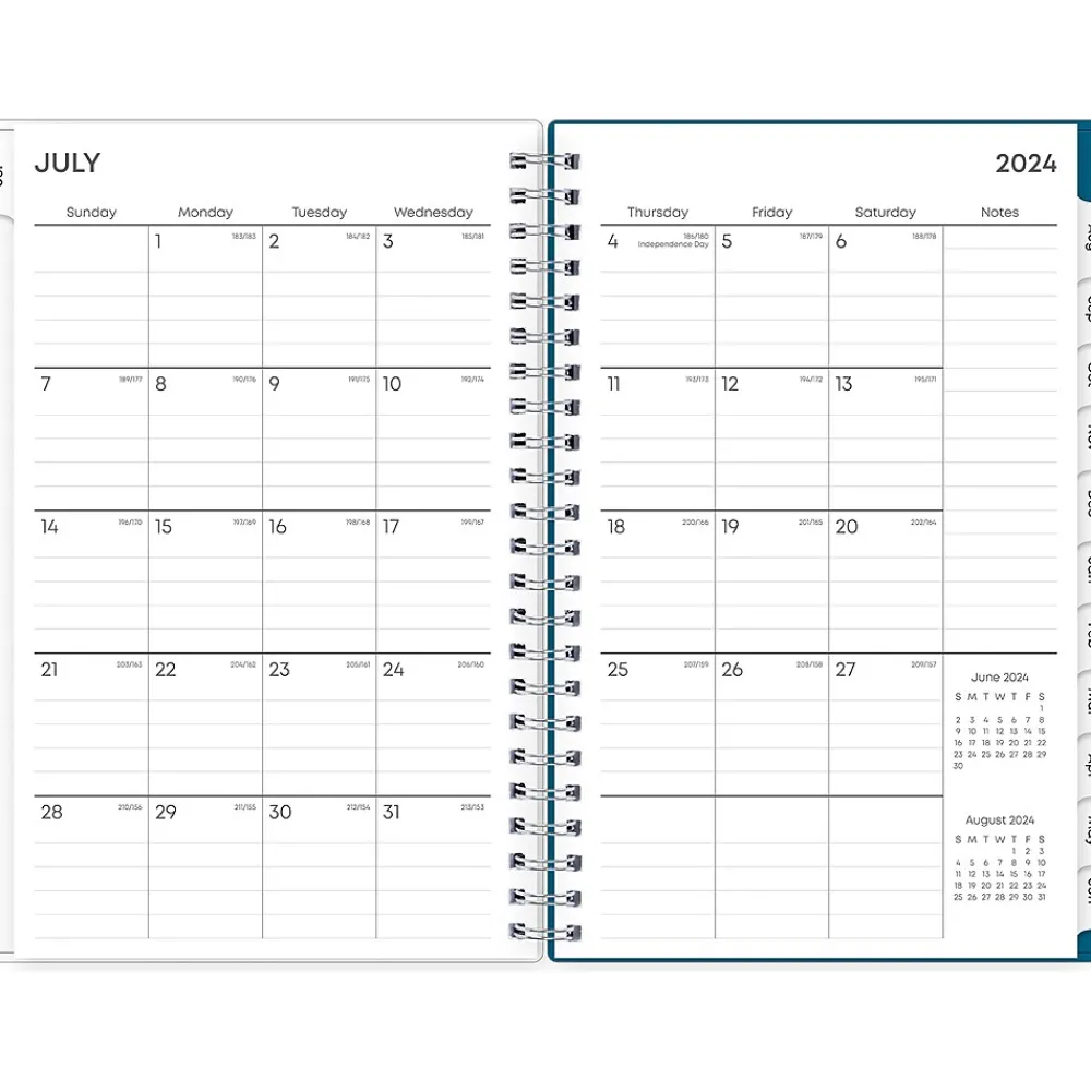 Academic Planners|Blue Sky 2024-2025 Bakah Blue 5" x 8" Academic Weekly & Monthly Planner, Plastic Cover, Blue/White (131969-A25)