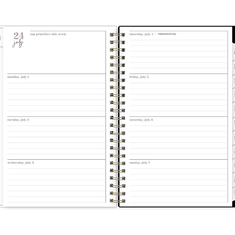 Academic Planners|Blue Sky 2024-2025 Belinda Selene Nyla 5" x 8" Academic Weekly & Monthly Planner, White/Black (149822)