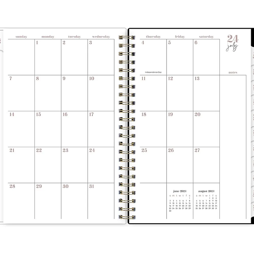 Academic Planners|Blue Sky 2024-2025 Belinda Selene Nyla 5" x 8" Academic Weekly & Monthly Planner, White/Black (149822)