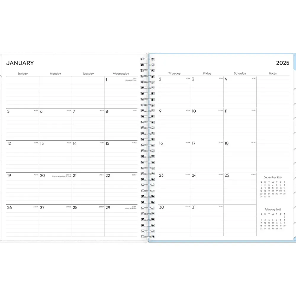 2025 Planners|Blue Sky 2025 Blue Block 8.5" x 11" Weekly & Monthly Planner, Plastic Cover, Blue (152253)