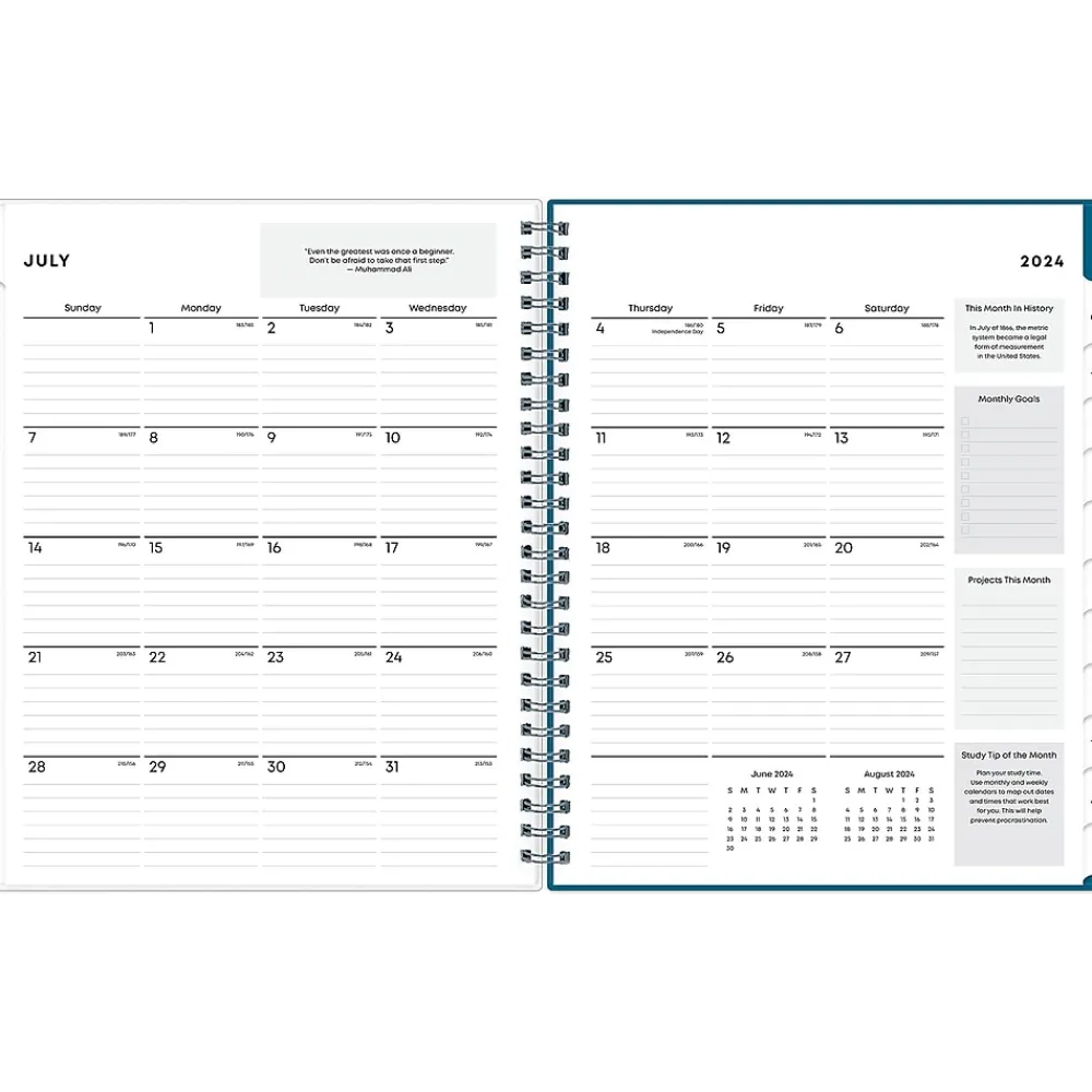 Academic Planners|Blue Sky 2024-2025 Camo 7" x 9" Academic Weekly & Monthly Student Planner, Plastic Cover, Blue (145095)