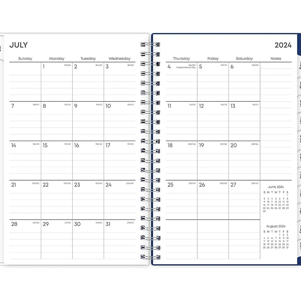 Academic Planners|Blue Sky 2024-2025 Chanson 5" x 8" Academic Weekly & Monthly Planner, Plastic Cover, Blue (128694-A25)