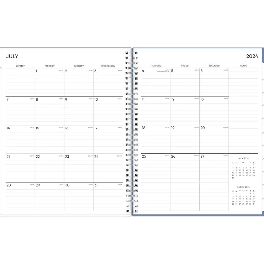 Academic Planners|Blue Sky 2024-2025 Cloudsy 8.5" x 11" Academic Weekly & Monthly Planner, Plastic Cover, Blue/Brown (150126)