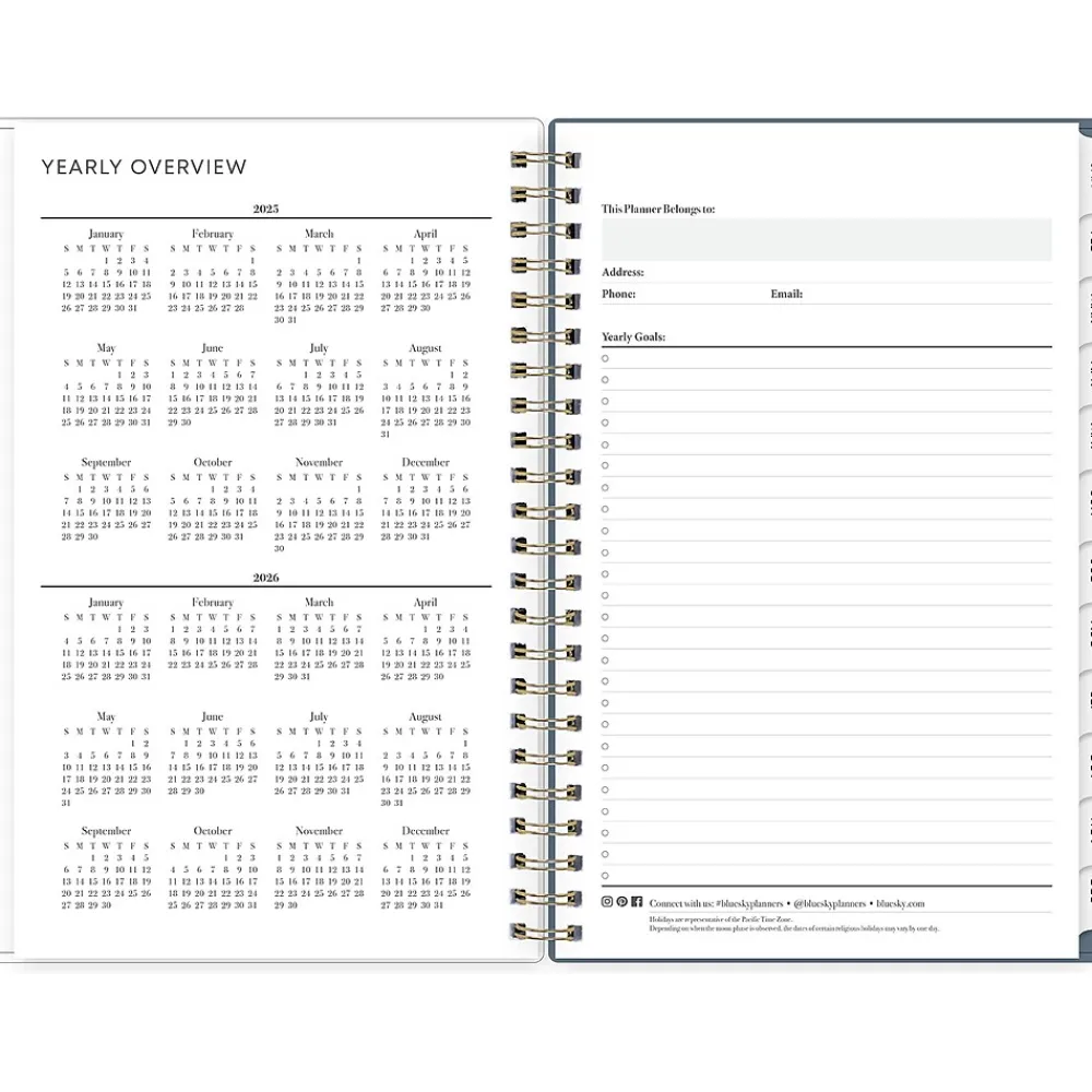 2025 Planners|Blue Sky 2025 Cocolie 5" x 8" Weekly & Monthly Planner, Plastic Cover, Blue/White (152244)