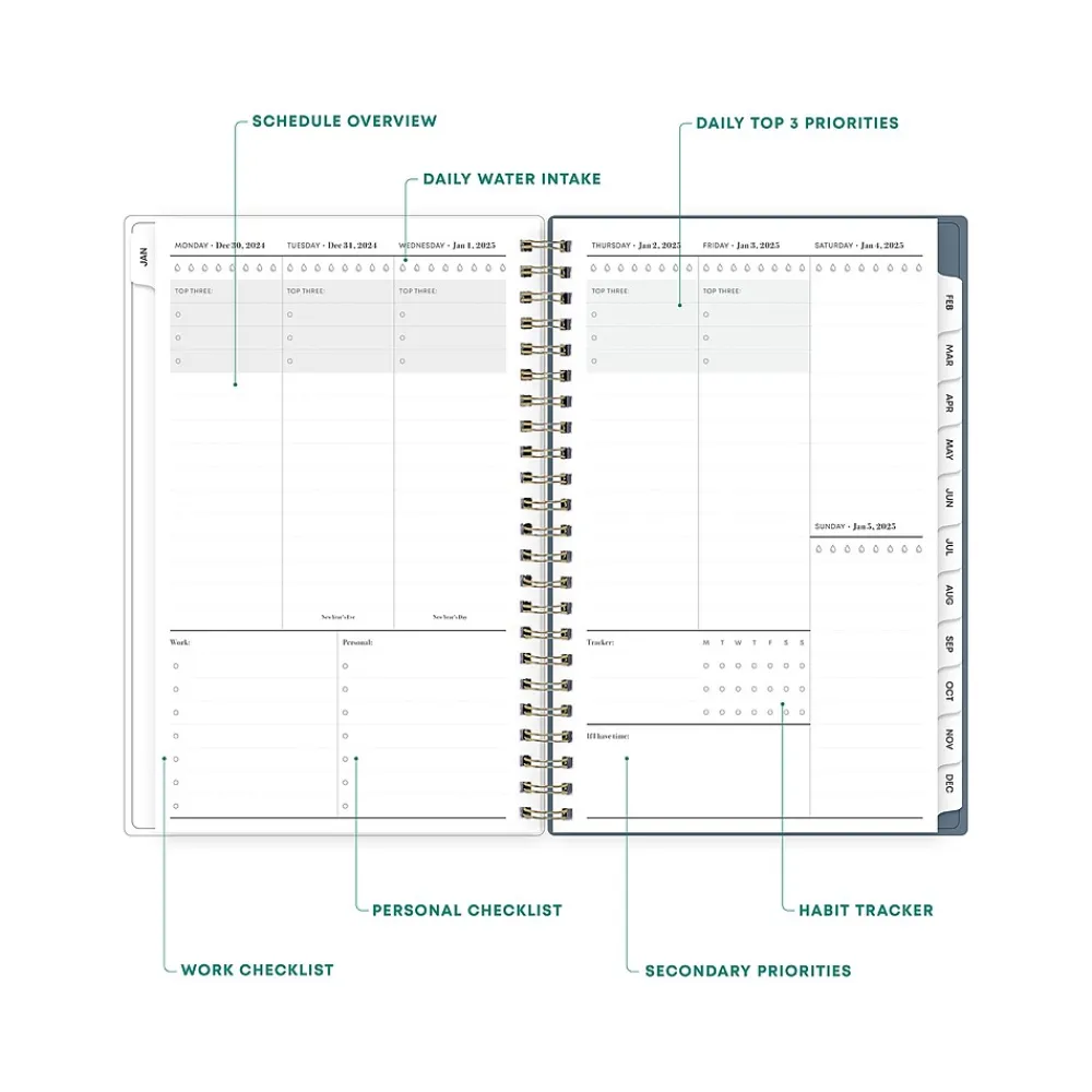 2025 Planners|Blue Sky 2025 Cocolie 5" x 8" Weekly & Monthly Planner, Plastic Cover, Blue/White (152244)