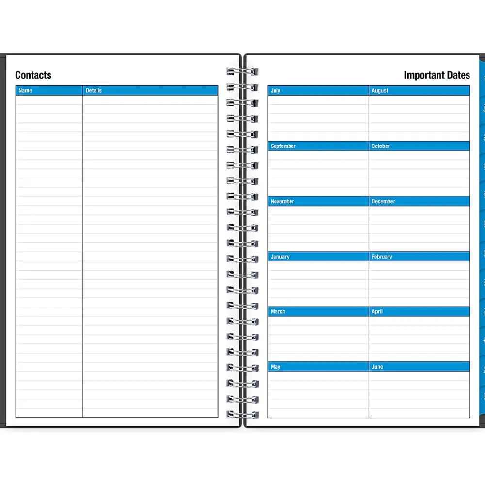 Academic Planners|Blue Sky 2024-2025 Collegiate 5" x 8" Academic Weekly & Monthly Planner, Plastic Cover, Gray (100139-A25)