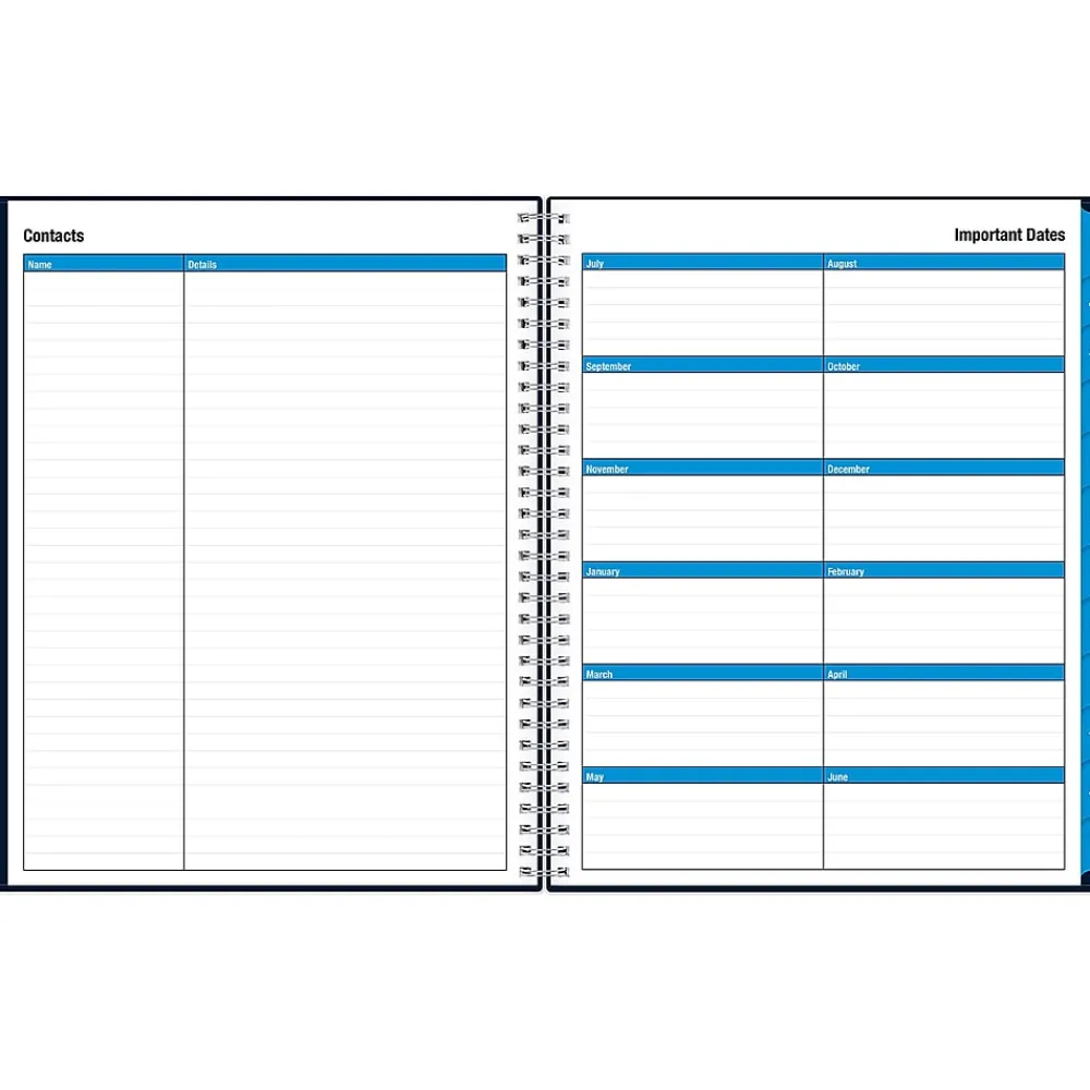 Academic Planners|Blue Sky 2024-2025 Collegiate Navy 8.5" x 11" Academic Weekly & Monthly Planner, Plastic Cover, Navy (148672-A25)