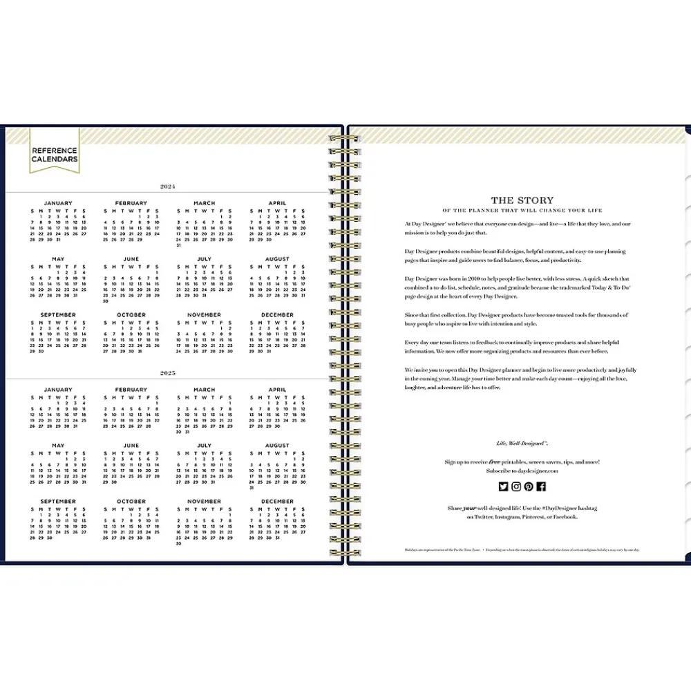 Academic Planners|Blue Sky 2024-2025 Day Designer 8.5" x 11" Academic Weekly & Monthly Planner, Plastic Cover, Deep Blue (149826)