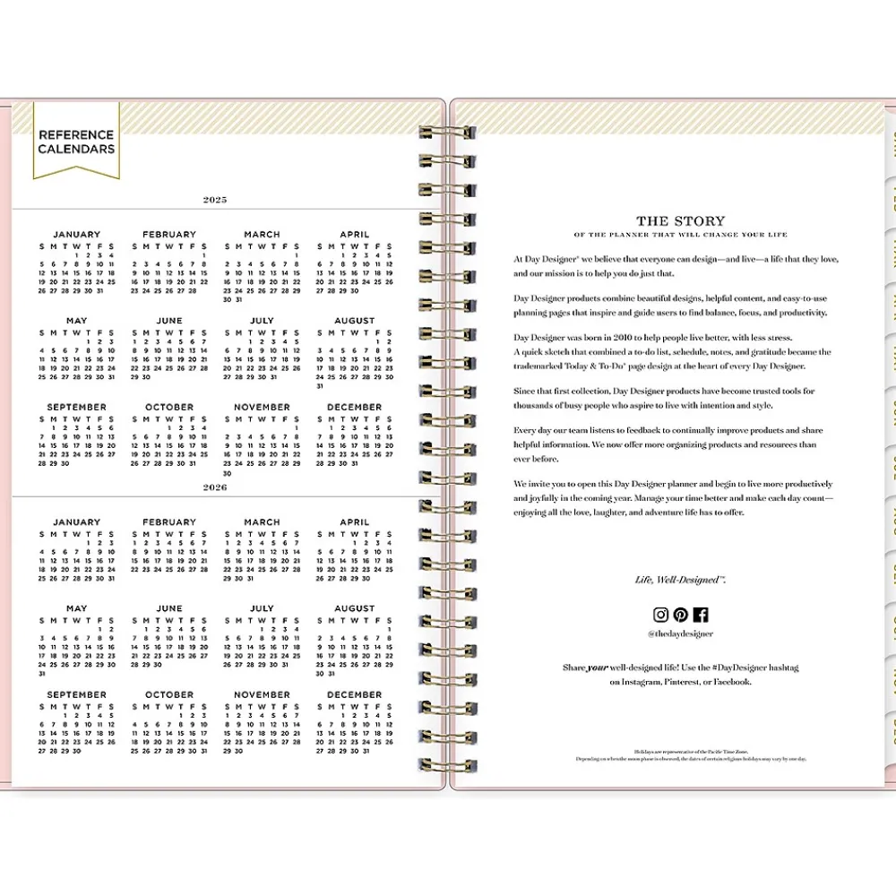 2025 Planners|Blue Sky 2025 Day Designer 5" x 8" Weekly & Monthly Planner, Plastic Cover, Blush (148147)