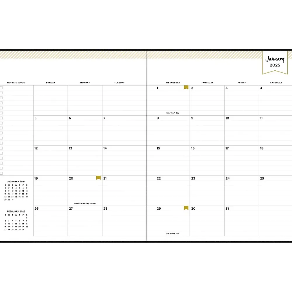 2025 Planners|Blue Sky 2025 Day Designer 8" x 10" Weekly & Monthly Planner, Faux Leather Cover, Black (148125)
