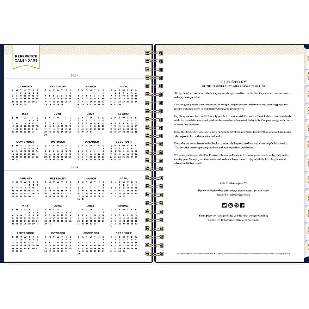 Academic Planners|Blue Sky 2024-2025 Day Designer Academic 5.88" x 8.63" Academic Weekly & Monthly Planner, Deep Blue (150139)