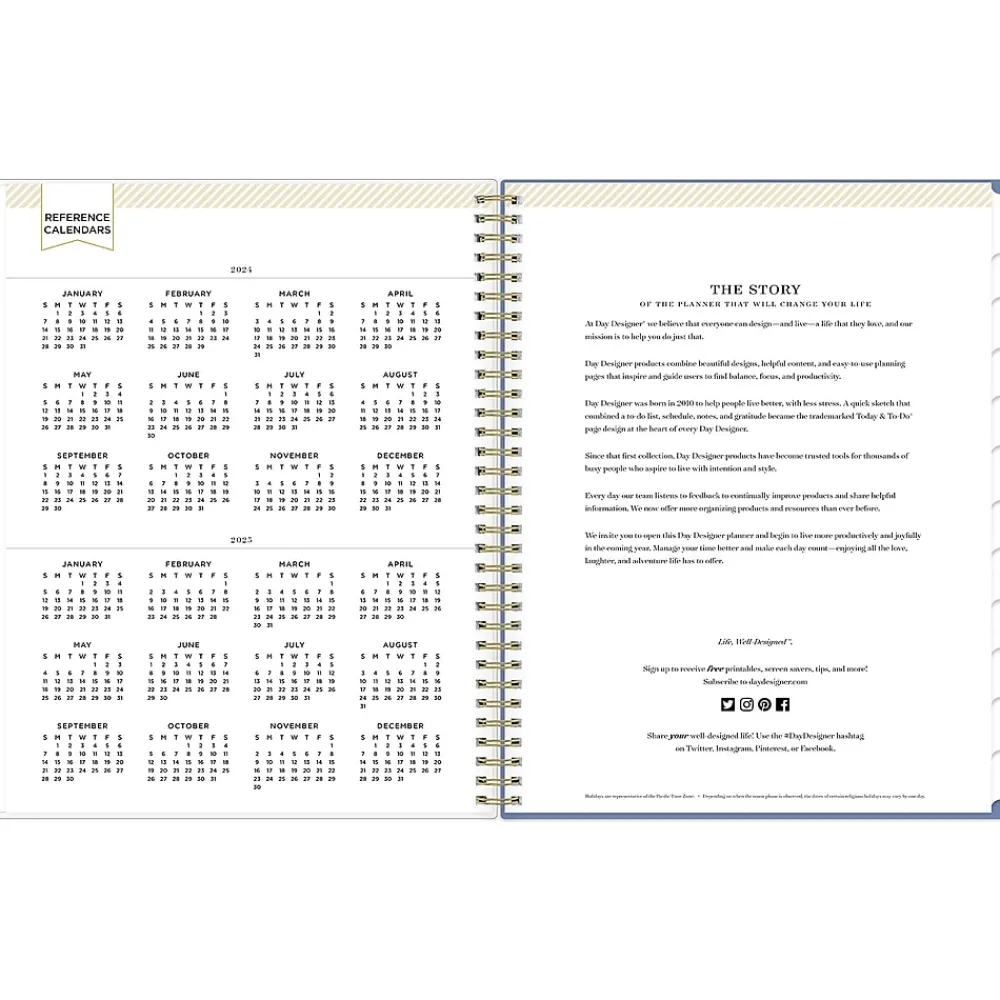 Academic Planners|Blue Sky 2024-2025 Day Designer Annabel 8.5" x 11" Academic Weekly & Monthly Planner, Plastic Cover, Blue/White (144867)