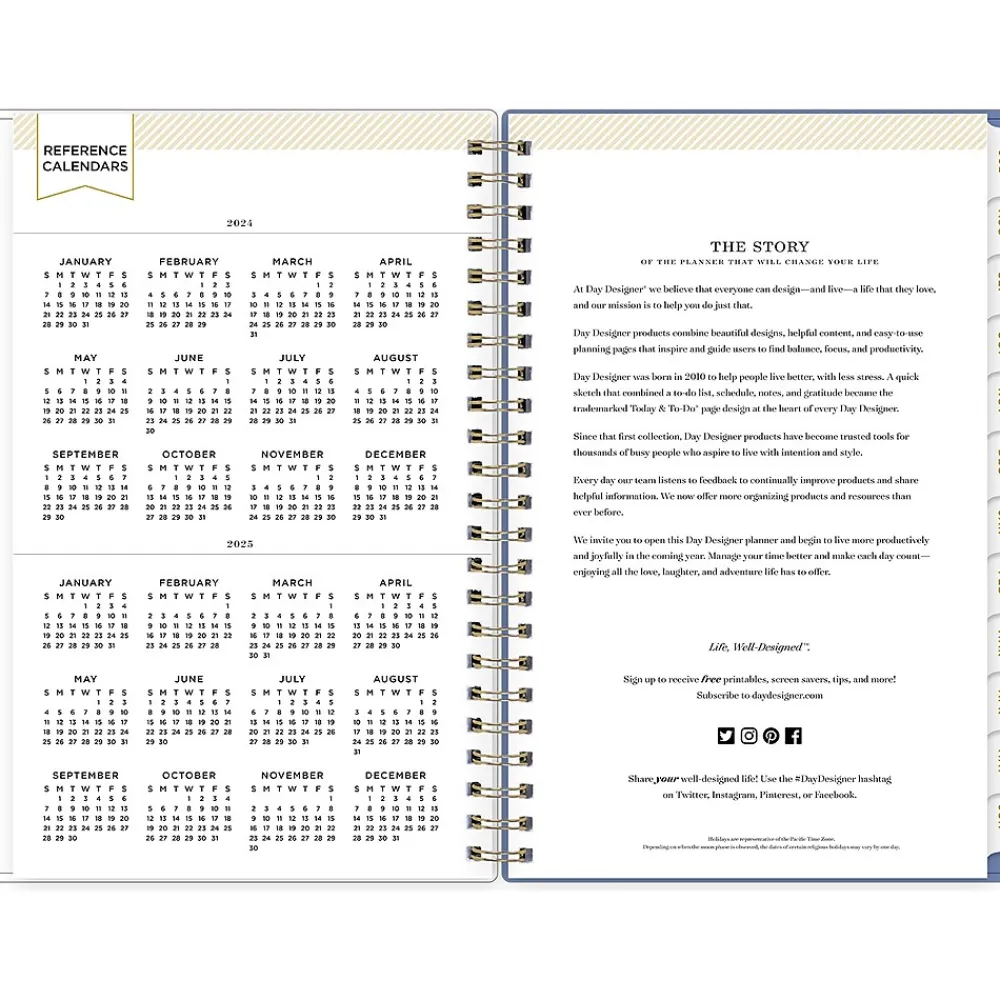 Academic Planners|Blue Sky 2024-2025 Day Designer Annabel 5" x 8" Academic Weekly & Monthly Planner, Plastic Cover, Blue/White (144869)