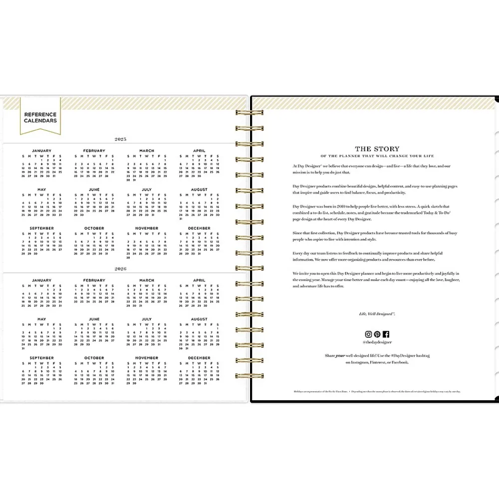 2025 Planners|Blue Sky 2025 Day Designer Austen Black 8" x 10" Daily & Monthly Planner, Plastic Cover, Multicolor (148130)