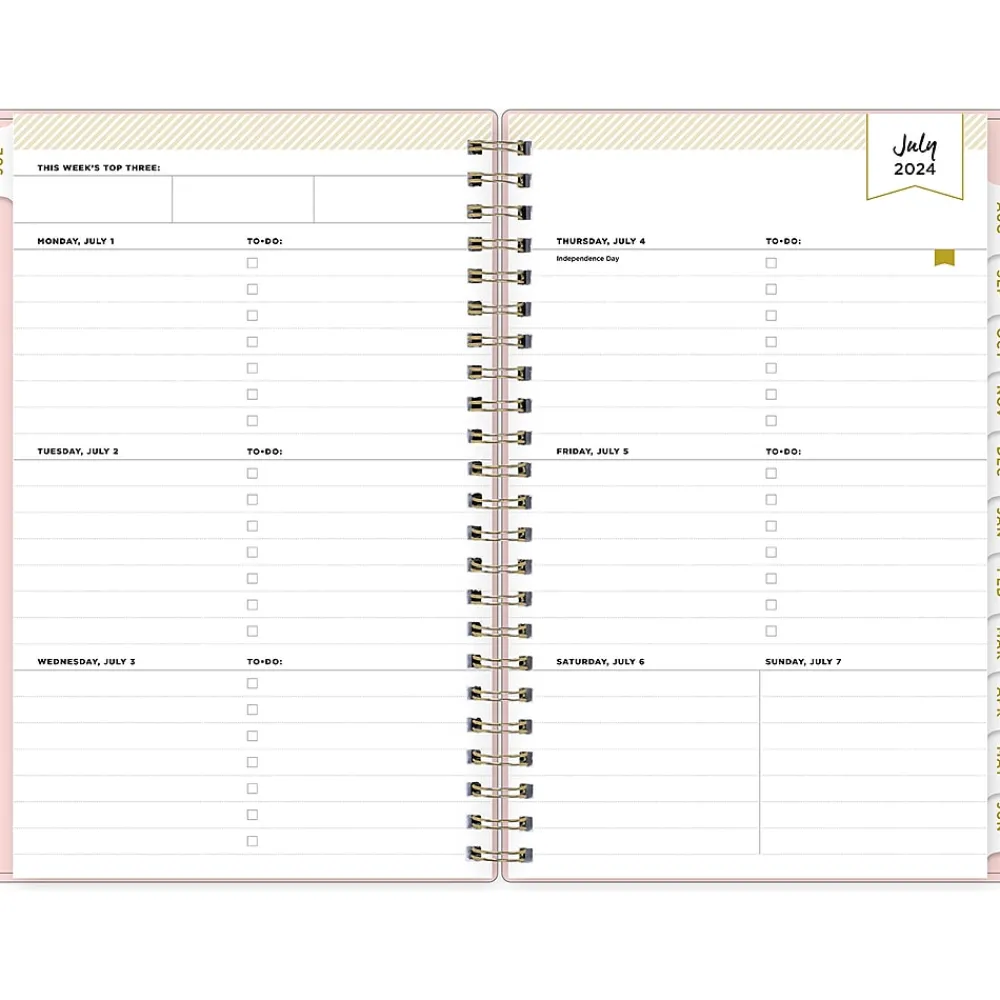 Academic Planners|Blue Sky 2024-2025 Day Designer Blush 5" x 8" Academic Weekly & Monthly Planner, Plastic Cover, Pink (150138)