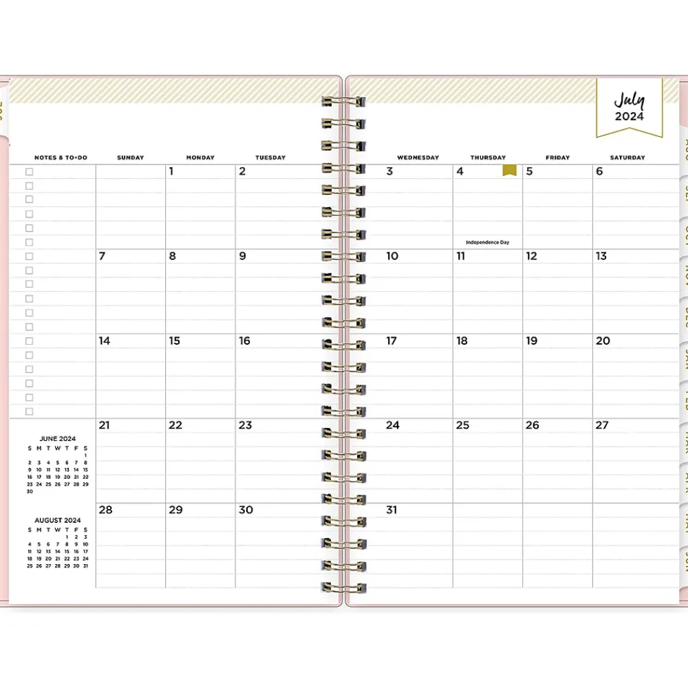 Academic Planners|Blue Sky 2024-2025 Day Designer Blush 5" x 8" Academic Weekly & Monthly Planner, Plastic Cover, Pink (150138)