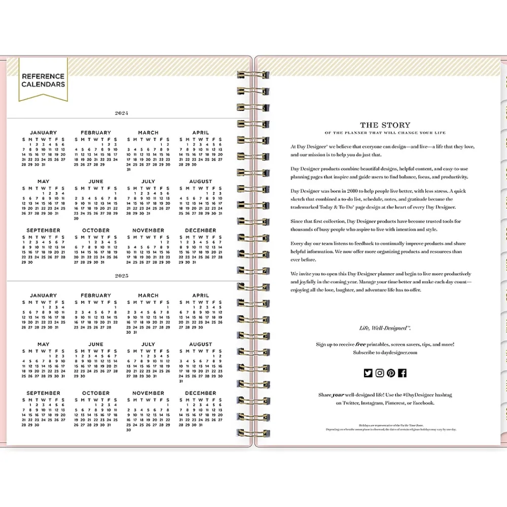 Academic Planners|Blue Sky 2024-2025 Day Designer Blush 5" x 8" Academic Weekly & Monthly Planner, Plastic Cover, Pink (150138)