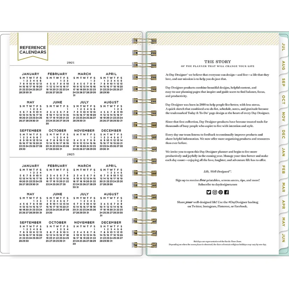 Academic Planners|Blue Sky 2024-2025 Day Designer Flower Mint 3.63" x 6.13" Academic Weekly & Monthly Planner, Multicolor (144878)