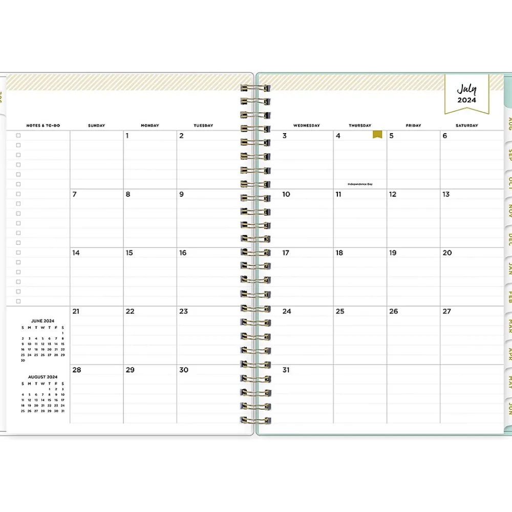 Academic Planners|Blue Sky 2024-2025 Day Designer Flower Field Mint 5.88" x 8.6" Academic Weekly & Monthly Planner, Plastic Cover, Multicolor
