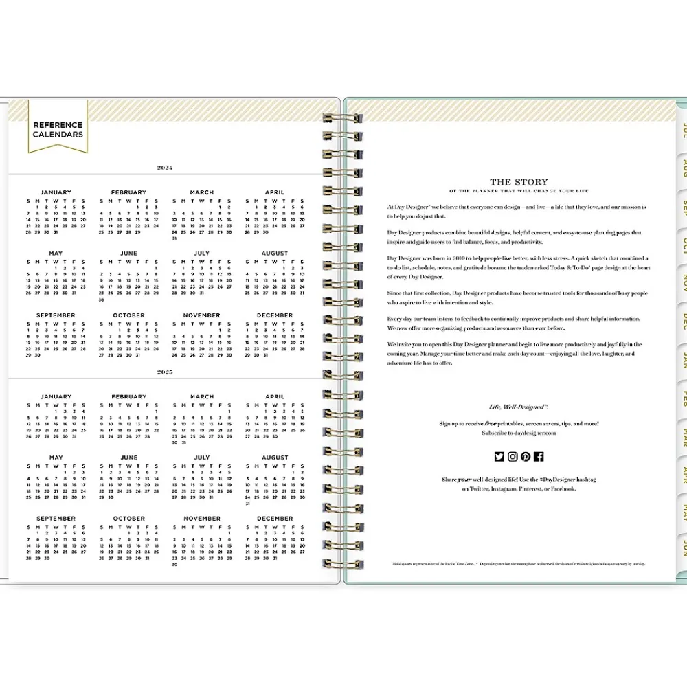 Academic Planners|Blue Sky 2024-2025 Day Designer Flower Field Mint 5.88" x 8.6" Academic Weekly & Monthly Planner, Plastic Cover, Multicolor