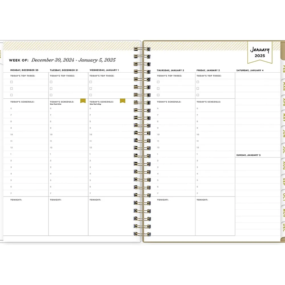 2025 Planners|Blue Sky 2025 Day Designer Gold Spotty 5.88" x 8.63" Weekly & Monthly Planner, Plastic Cover, White/Gold (148133)