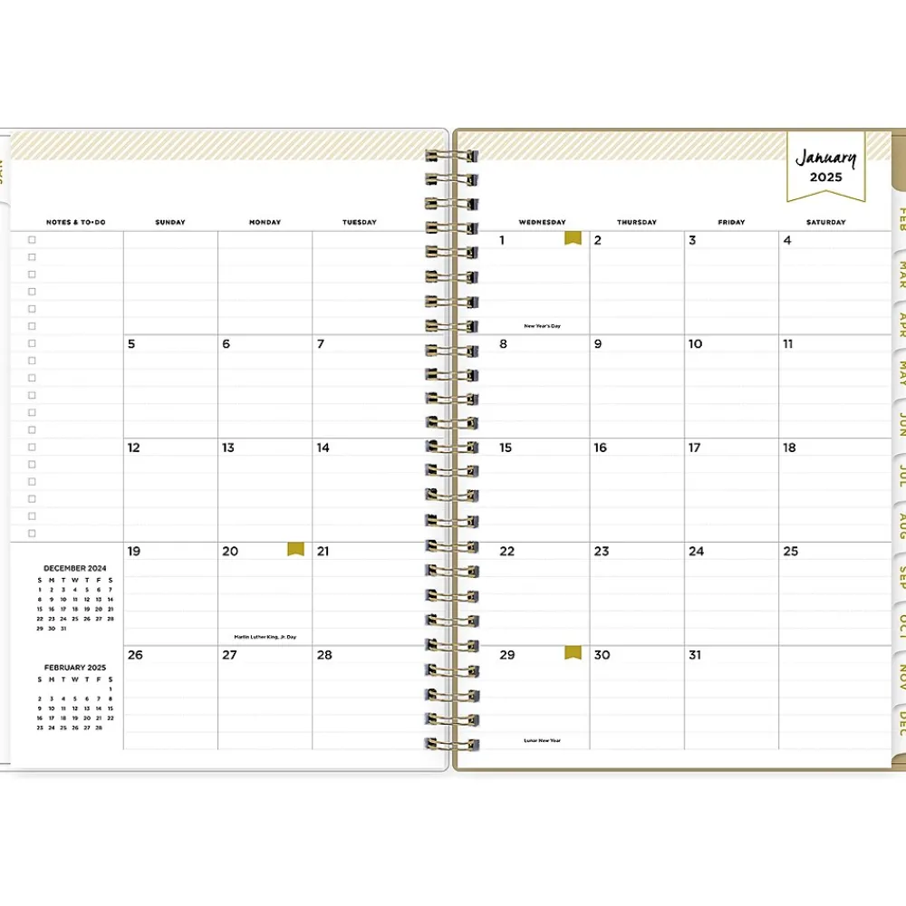 2025 Planners|Blue Sky 2025 Day Designer Gold Spotty 5.88" x 8.63" Weekly & Monthly Planner, Plastic Cover, White/Gold (148133)