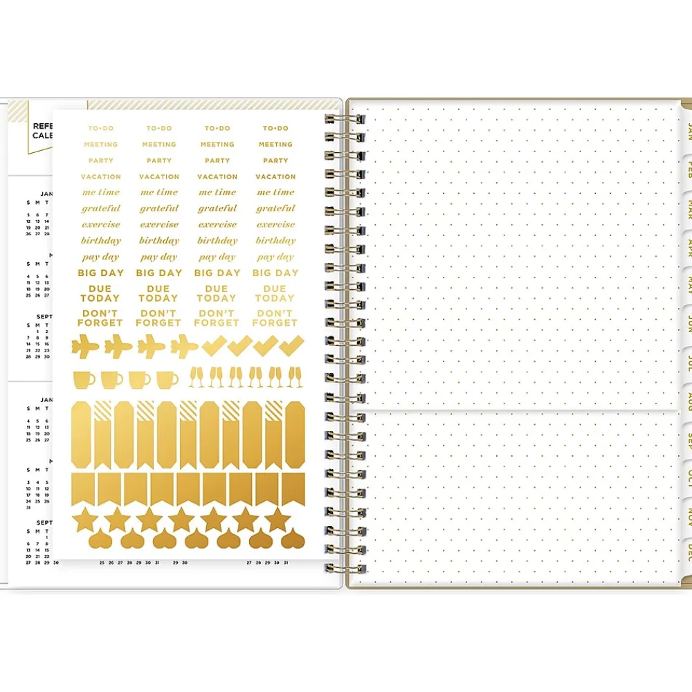 2025 Planners|Blue Sky 2025 Day Designer Gold Spotty 5.88" x 8.63" Weekly & Monthly Planner, Plastic Cover, White/Gold (148133)