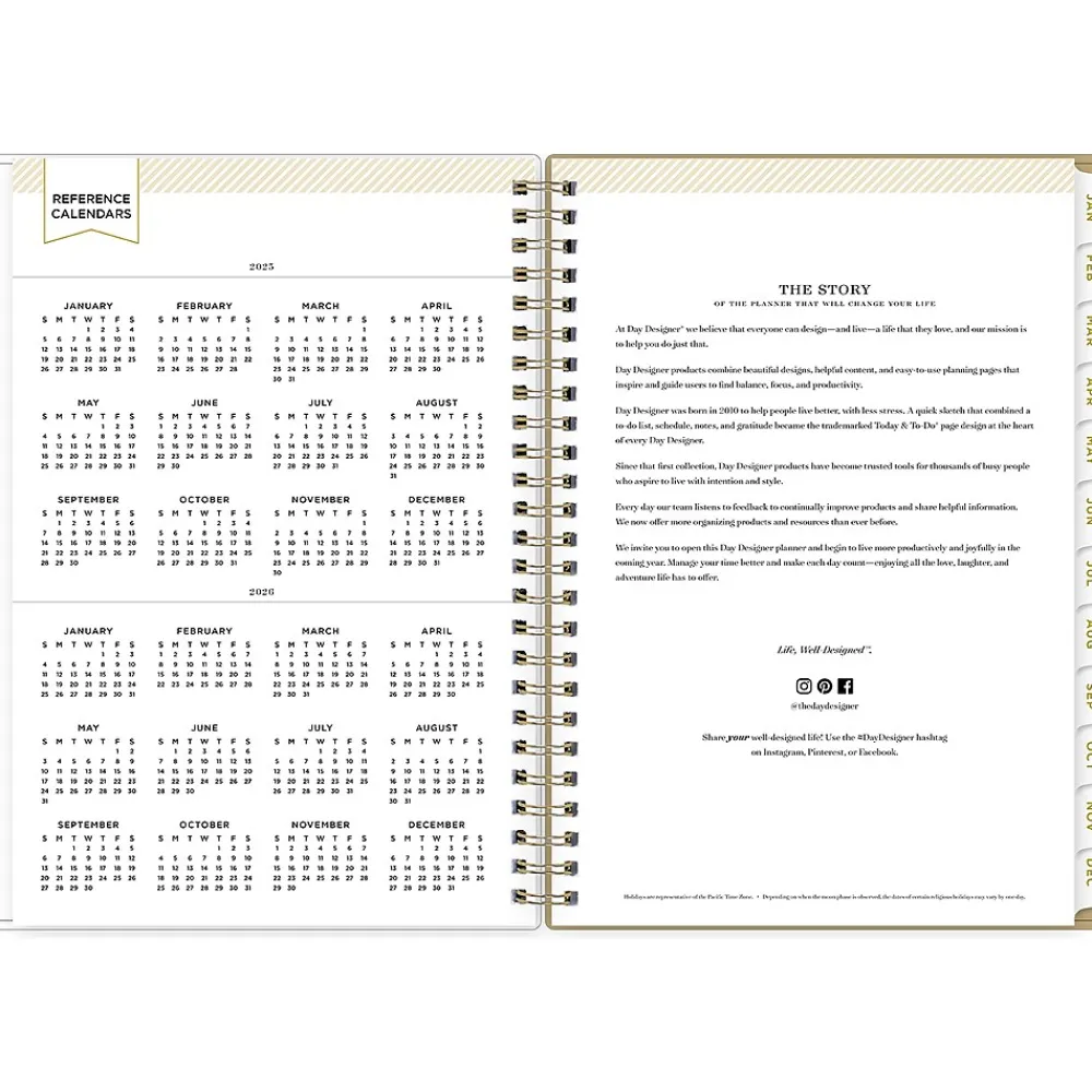 2025 Planners|Blue Sky 2025 Day Designer Gold Spotty 5.88" x 8.63" Weekly & Monthly Planner, Plastic Cover, White/Gold (148133)
