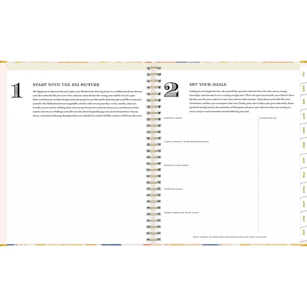 Academic Planners|Blue Sky 2024-2025 Day Designer In Bloom 8" x 10" Academic Weekly & Monthly Planner, Gray Board Cover, Multicolor (150135)
