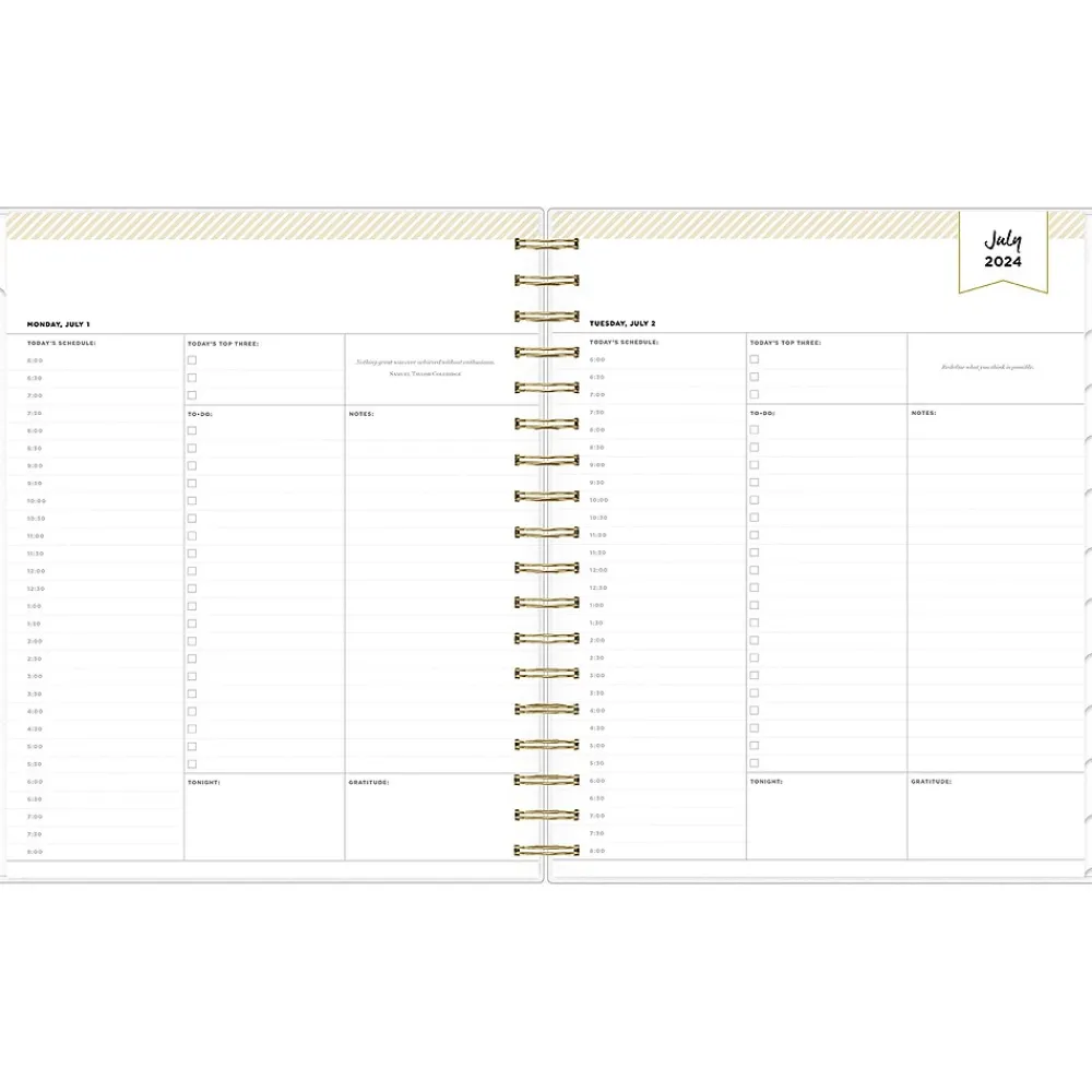 Academic Planners|Blue Sky 2024-2025 Day Designer Rugby Stripe 8" x 10" Academic Daily & Monthly Planner, Black/White (144875)