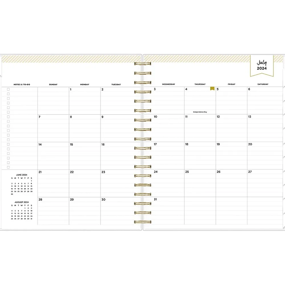 Academic Planners|Blue Sky 2024-2025 Day Designer Rugby Stripe 8" x 10" Academic Daily & Monthly Planner, Black/White (144875)