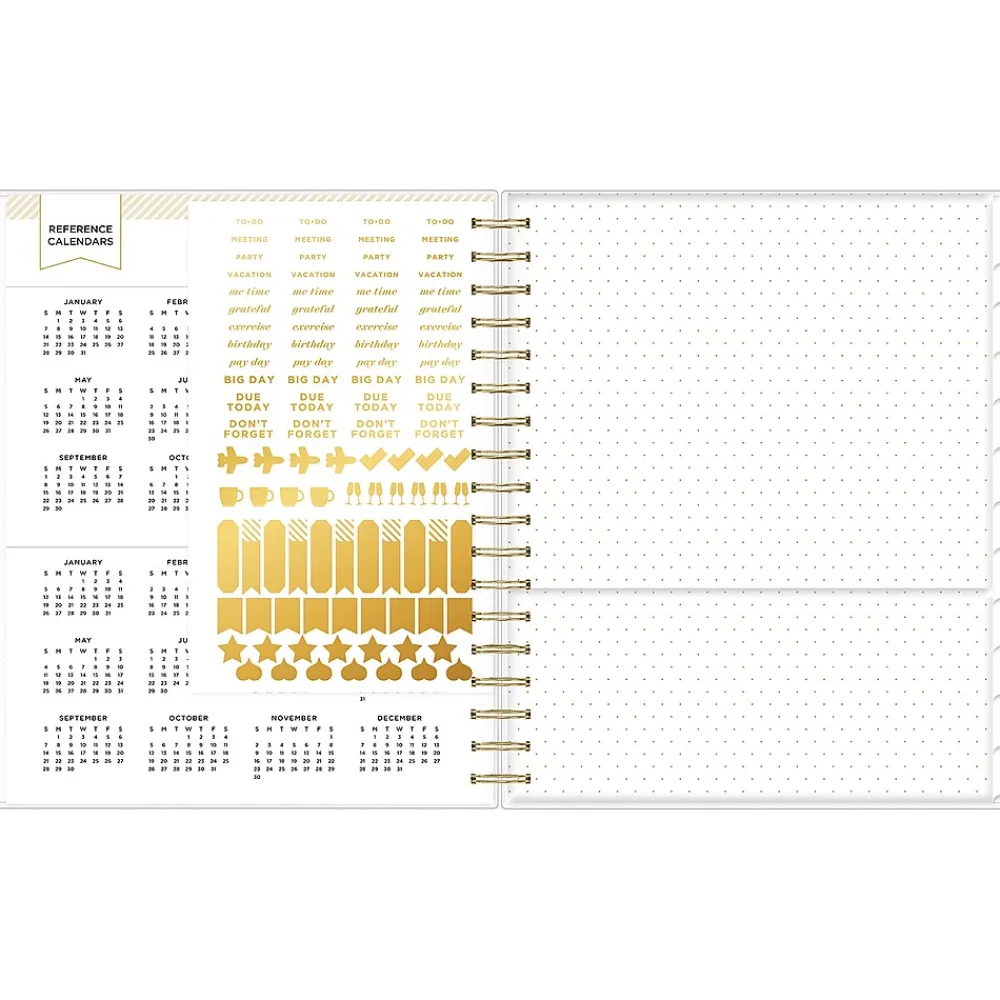 Academic Planners|Blue Sky 2024-2025 Day Designer Rugby Stripe 8" x 10" Academic Daily & Monthly Planner, Black/White (144875)