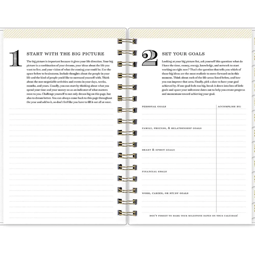 2025 Planners|Blue Sky 2025 Day Designer Rugby Stripe 5" x 8" Daily & Monthly Planner, Plastic Cover, Black/White (148121)