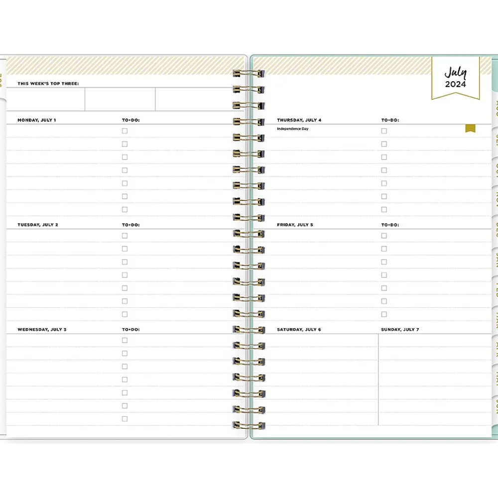 Academic Planners|Blue Sky 2024-2025 Day Designer Secret Garden Mint 5" x 8" Academic Weekly & Monthly Planner, Plastic Cover, Multicolor