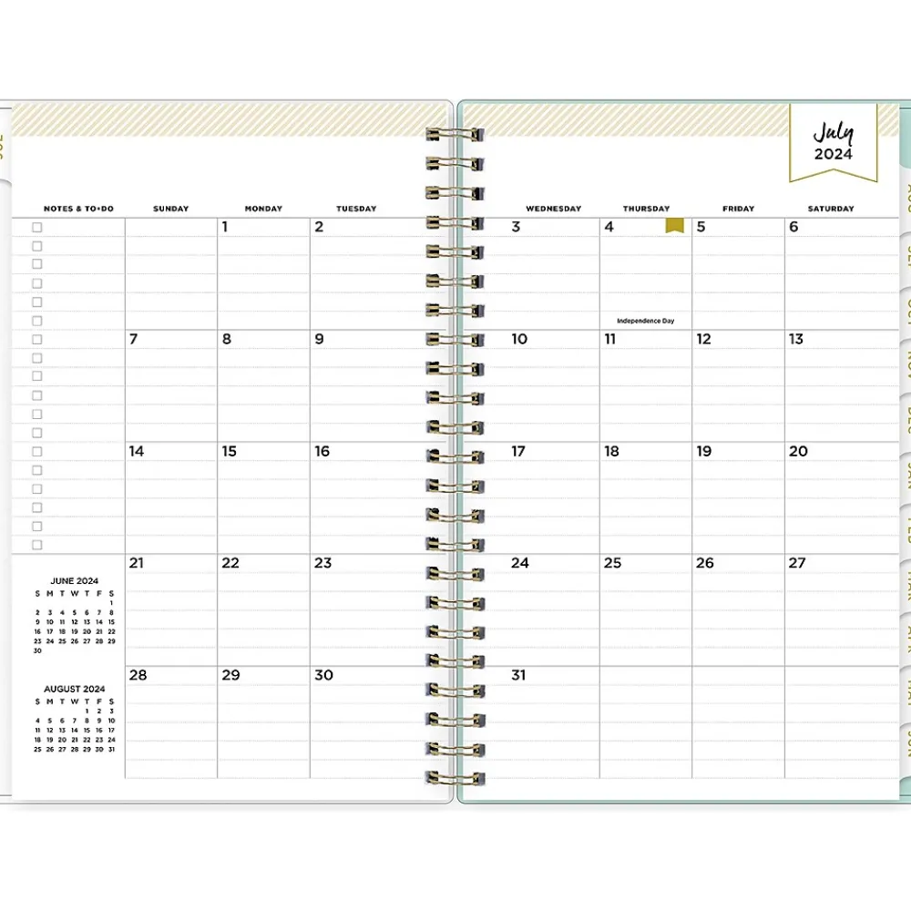 Academic Planners|Blue Sky 2024-2025 Day Designer Secret Garden Mint 5" x 8" Academic Weekly & Monthly Planner, Plastic Cover, Multicolor