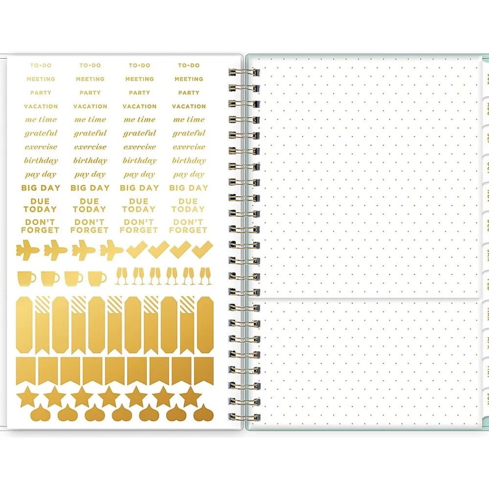 Academic Planners|Blue Sky 2024-2025 Day Designer Secret Garden Mint 5" x 8" Academic Weekly & Monthly Planner, Plastic Cover, Multicolor