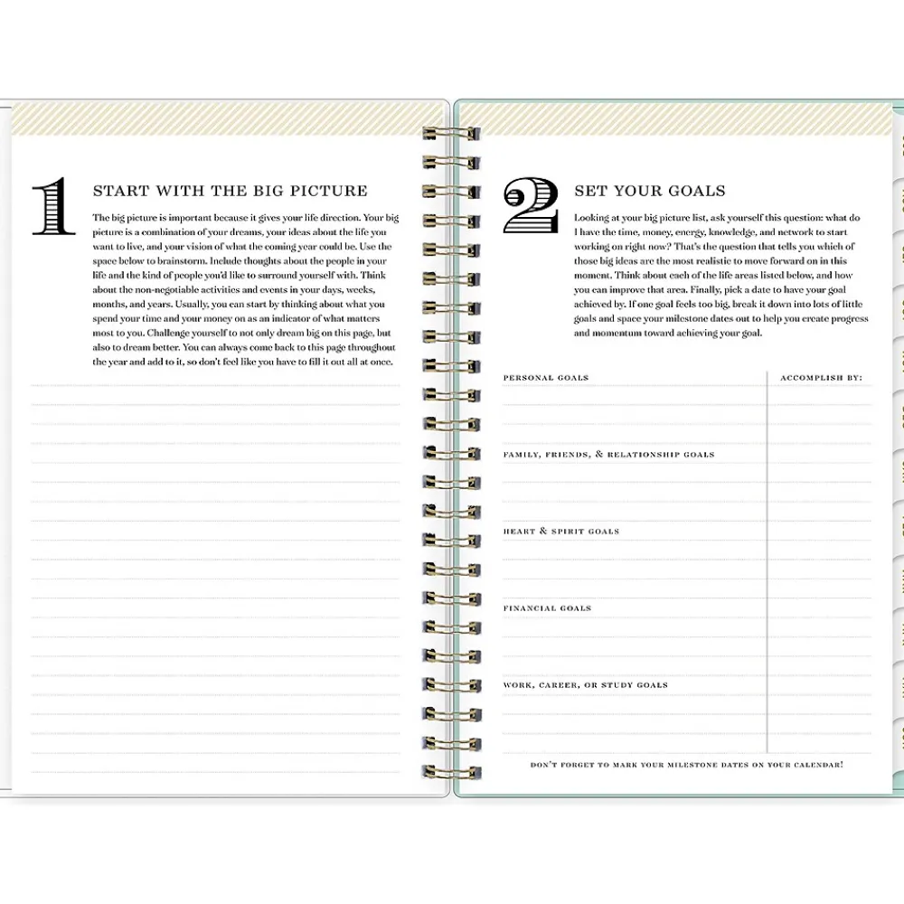 Academic Planners|Blue Sky 2024-2025 Day Designer Secret Garden Mint 5" x 8" Academic Weekly & Monthly Planner, Plastic Cover, Multicolor