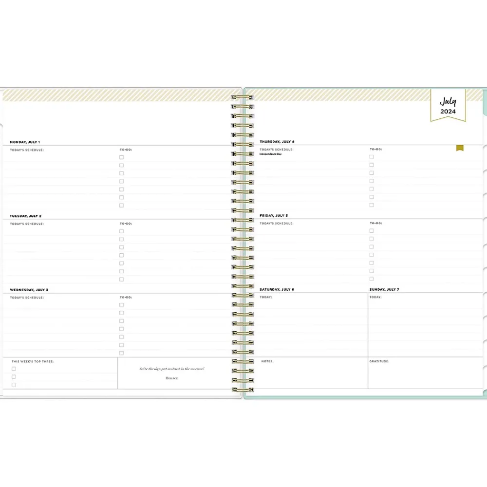 Academic Planners|Blue Sky 2024-2025 Day Designer Secret Garden Mint 8.5" x 11" Academic Weekly & Monthly Planner, Plastic Cover, Multicolor