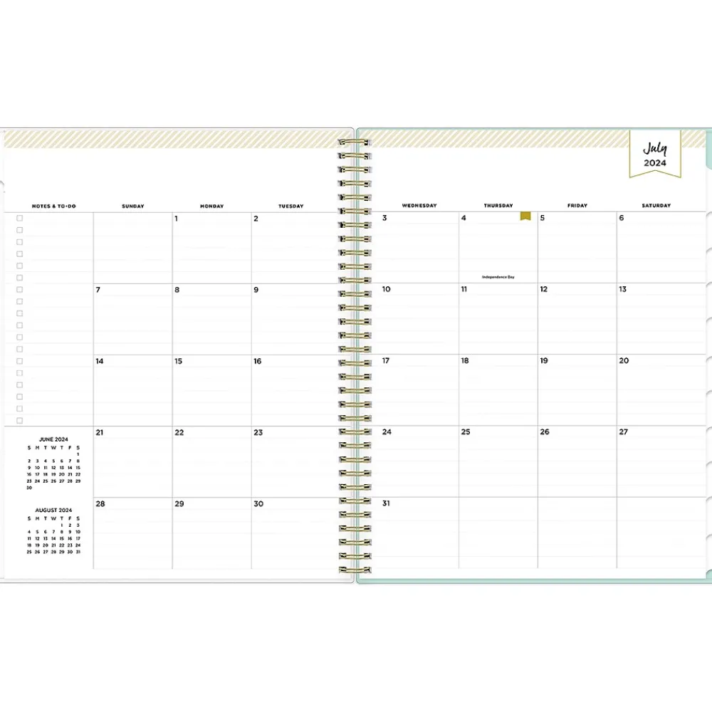 Academic Planners|Blue Sky 2024-2025 Day Designer Secret Garden Mint 8.5" x 11" Academic Weekly & Monthly Planner, Plastic Cover, Multicolor