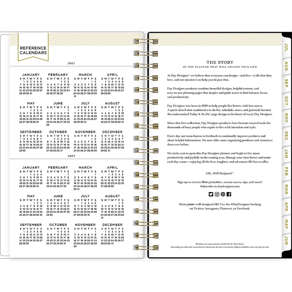 Academic Planners|Blue Sky 2024-2025 Day Designer Somerset Black 3.63" x 6.13" Academic Weekly & Monthly Planner, Plastic Cover, Multicolor