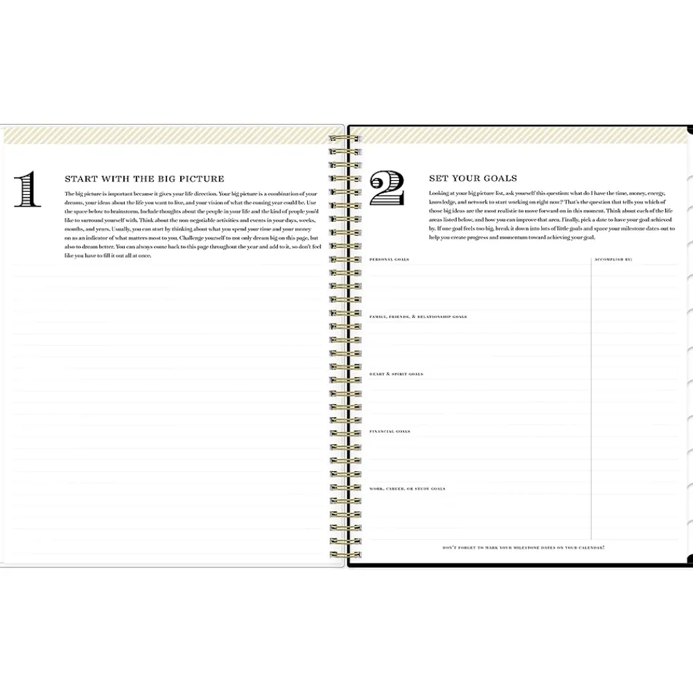 Academic Planners|Blue Sky 2024-2025 Day Designer Swiss Dot 8.5" x 11" Academic Weekly & Monthly Planner, Black/Gold (150136)