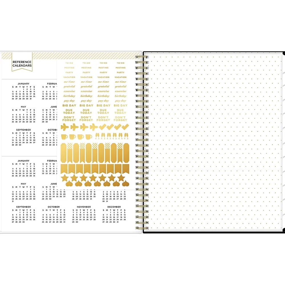 2025 Planners|Blue Sky 2025 Day Designer Swiss Dot 8.5" x 11" Weekly Planner, Plastic Cover, Black/Gold (148134)