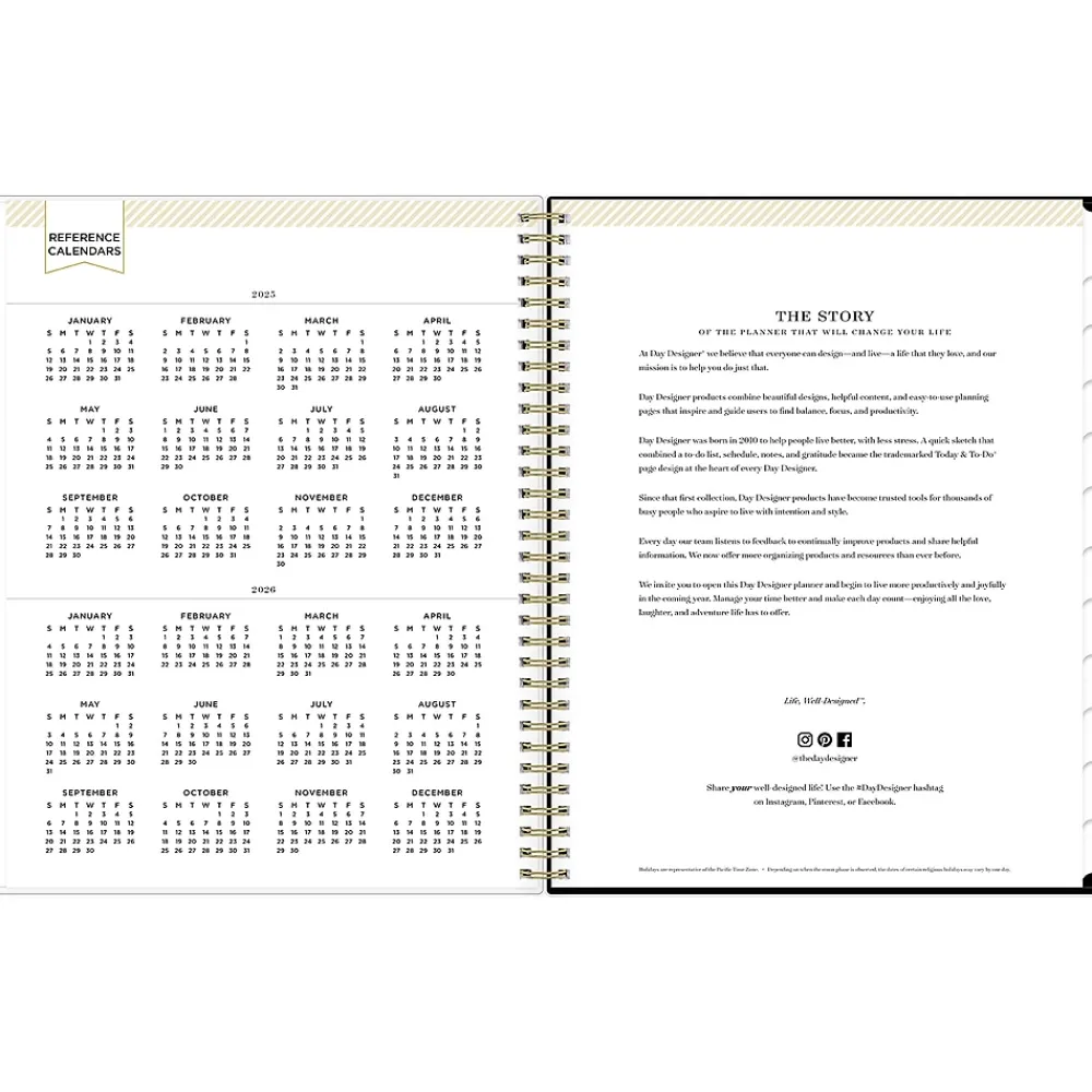 2025 Planners|Blue Sky 2025 Day Designer Swiss Dot 8.5" x 11" Weekly Planner, Plastic Cover, Black/Gold (148134)