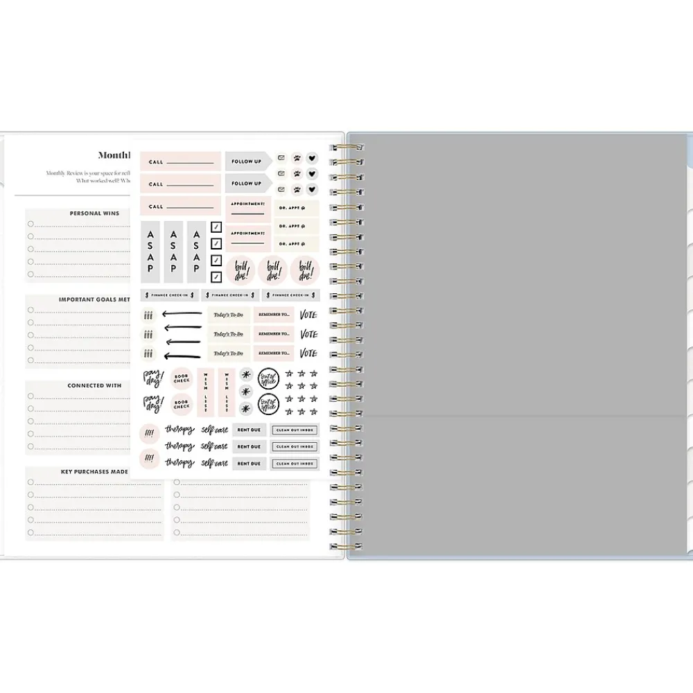 2025 Planners|Blue Sky 2025 Day Designer The Everygirl Evan Blue 8" x 10" Monthly Planner, Plastic Cover, Blue/White (150777)