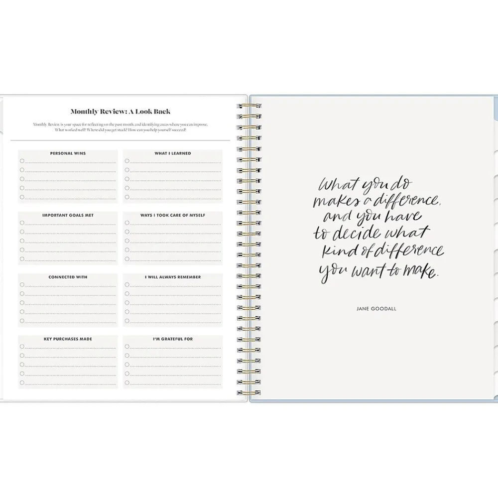 2025 Planners|Blue Sky 2025 Day Designer The Everygirl Evan Blue 8" x 10" Monthly Planner, Plastic Cover, Blue/White (150777)