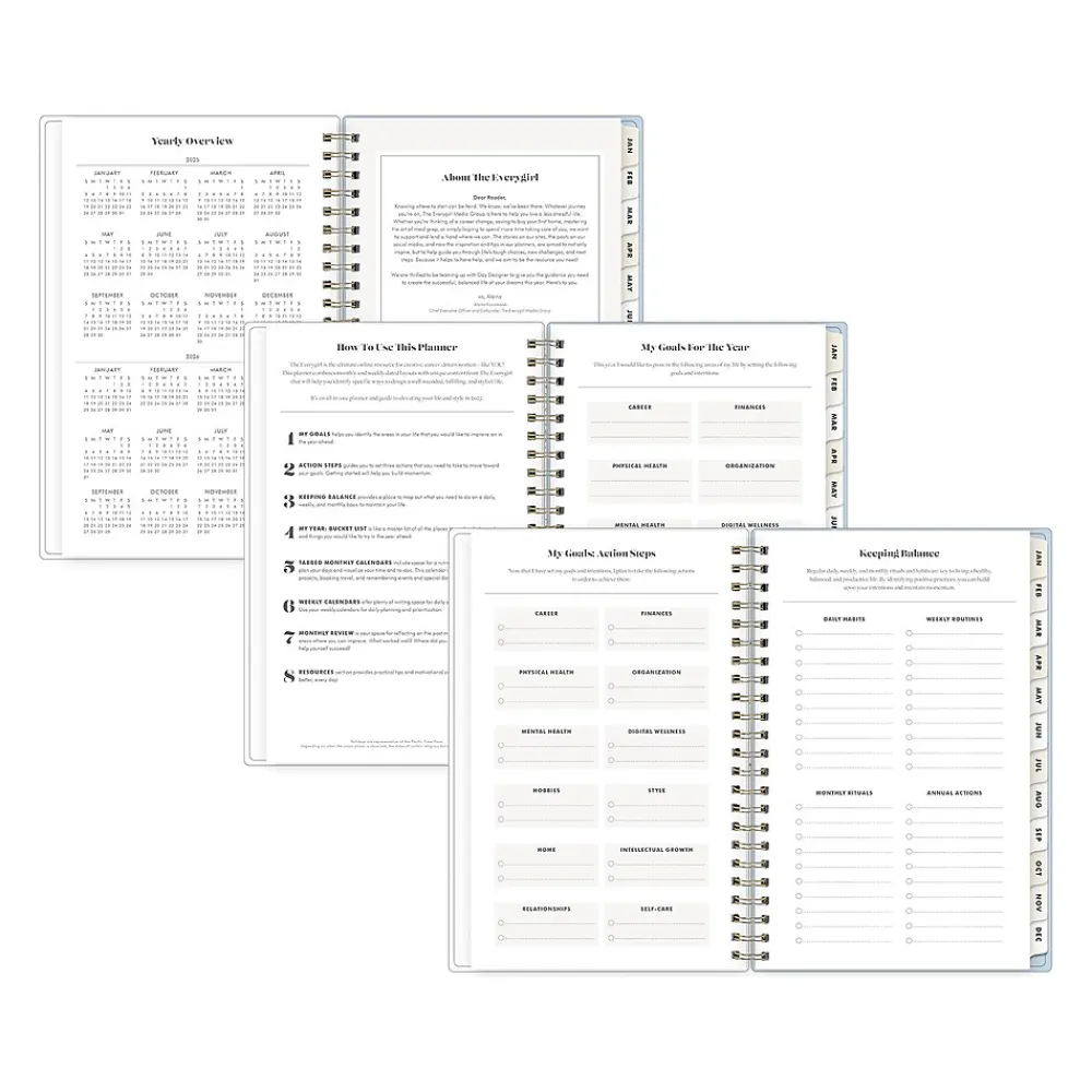 2025 Planners|Blue Sky 2025 Day Designer The Everygirl Evan Blue 5" x 8" Weekly & Monthly Planner, Plastic Cover, Blue/White (150778)