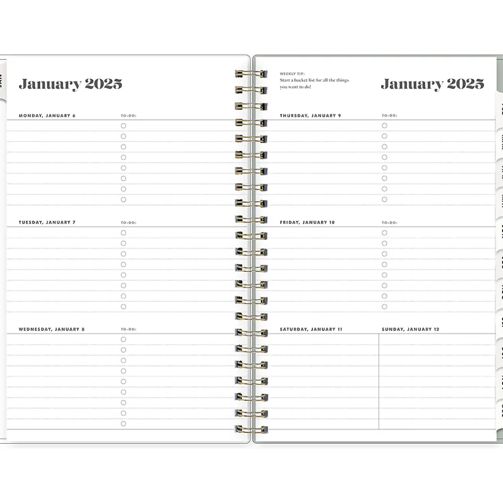 2025 Planners|Blue Sky 2025 Day Designer The Everygirl Tuberose 5" x 8" Weekly & Monthly Planner, Plastic Cover, Green/White (150776)