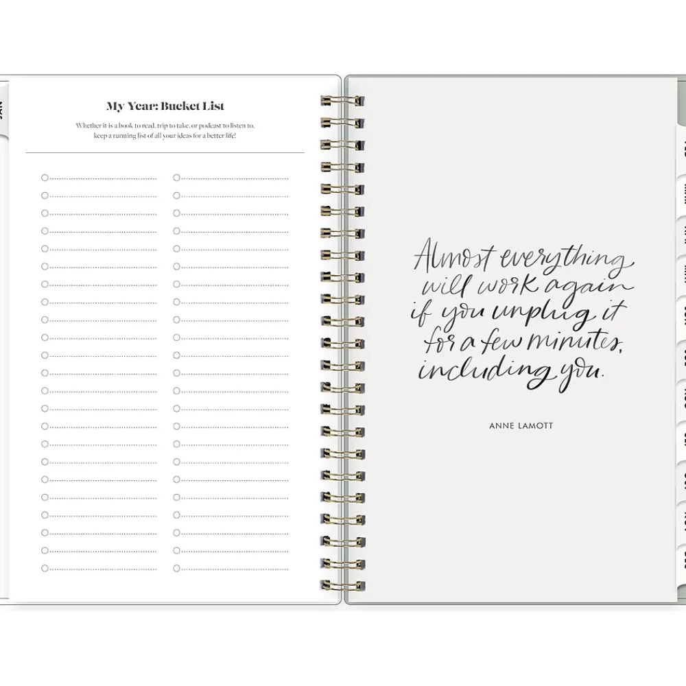 2025 Planners|Blue Sky 2025 Day Designer The Everygirl Tuberose 5" x 8" Weekly & Monthly Planner, Plastic Cover, Green/White (150776)