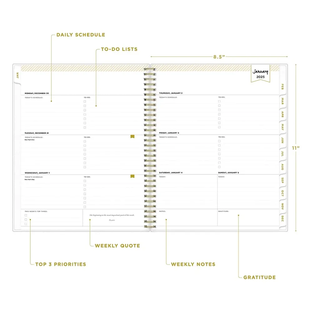 2025 Planners|Blue Sky 2025 Day Designer Tile 8.5" x 11" Weekly & Monthly Planner, Plastic Cover, Blue/White (101411-25)