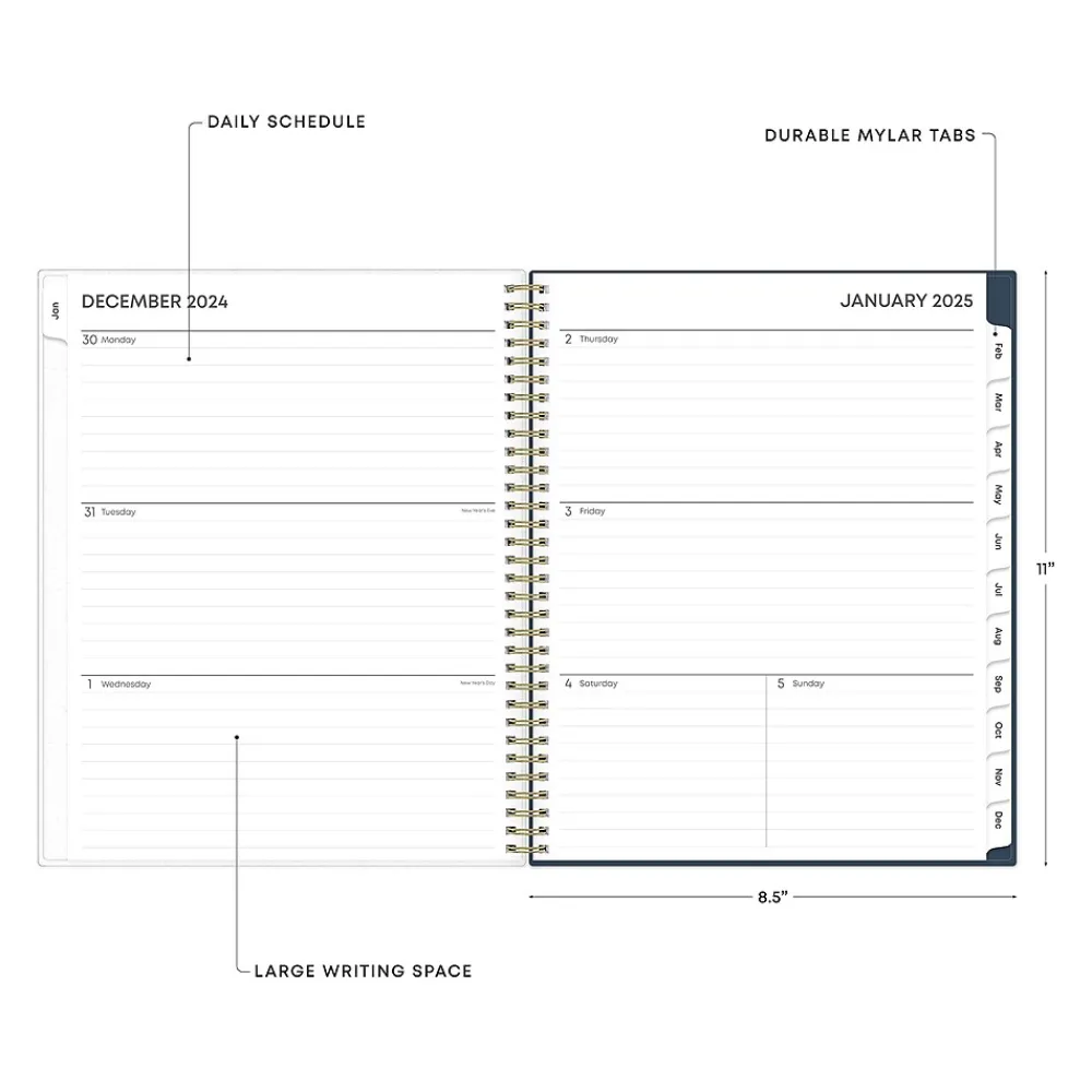 2025 Planners|Blue Sky 2025 Dellania 8.5" x 11" Weekly & Monthly Planner, Plastic Cover, Multicolor (148212)